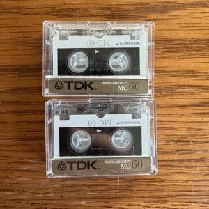 TDK MC 60 Microcassette‎ Tape Lot of 2 Clear White Black Recordable Audio